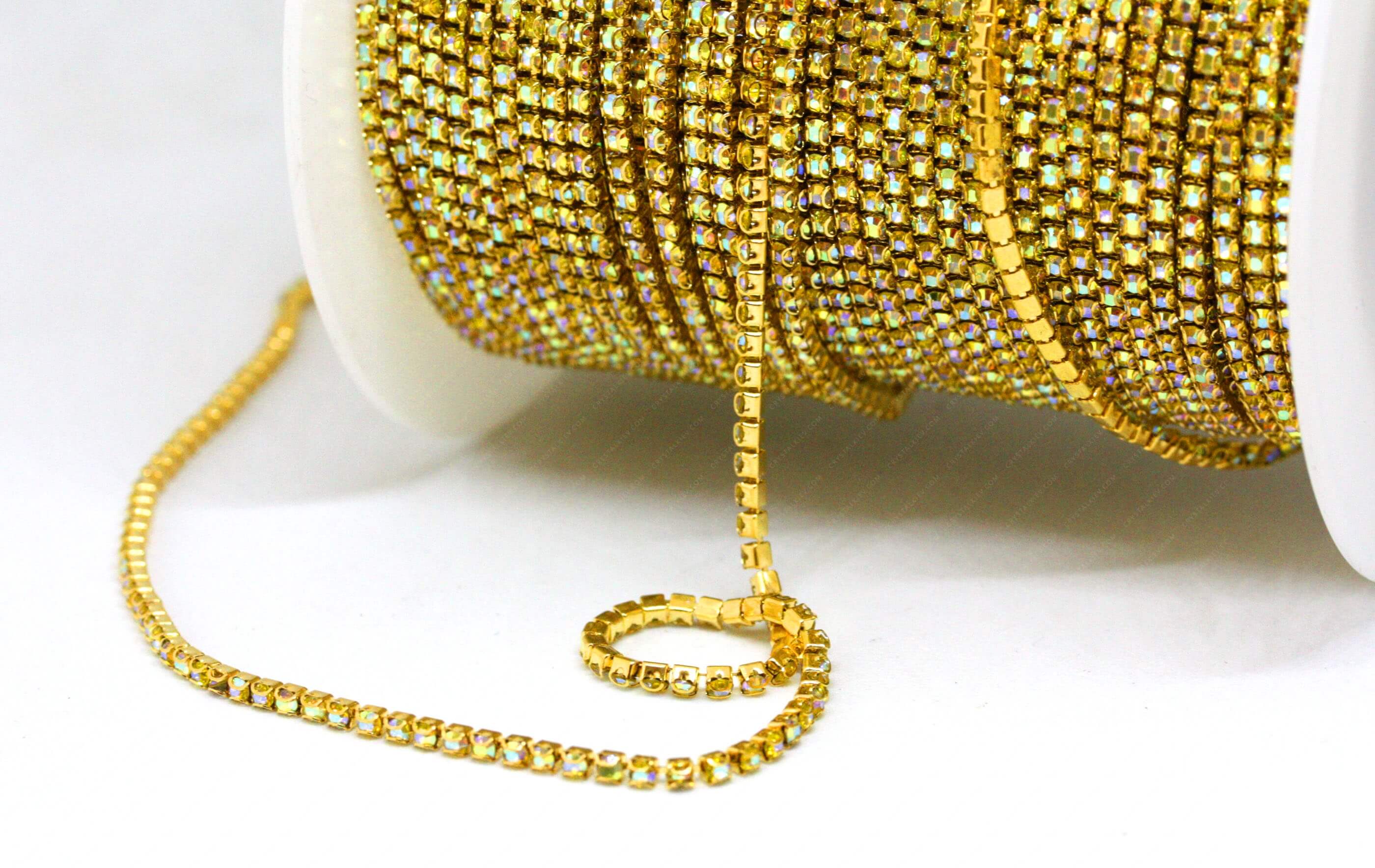 Ланцюжок стразовий Gold + Citrine AB